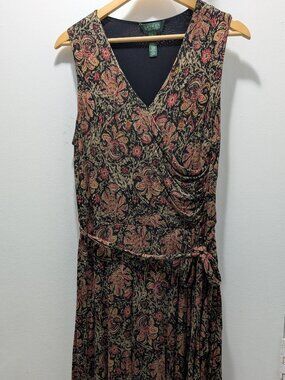 Ralph Lauren Pink Paisley Faux Wrap Dress Size L